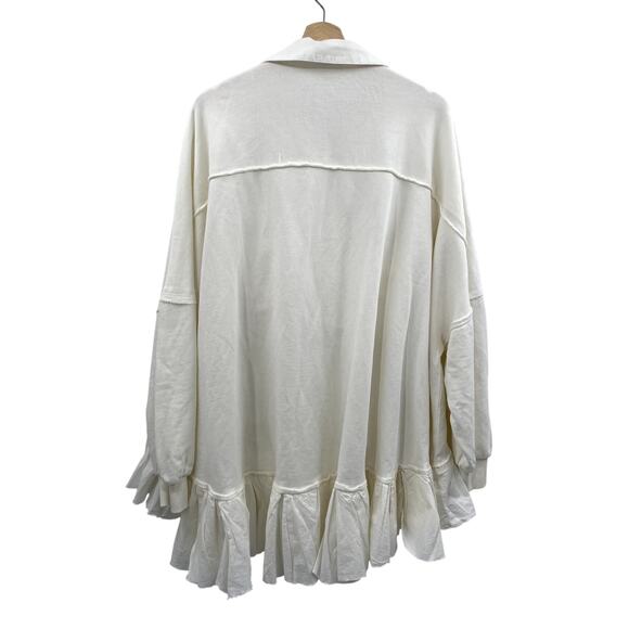 Free People white layered ruffle sweatshirt shacket - Picture 6 of 7